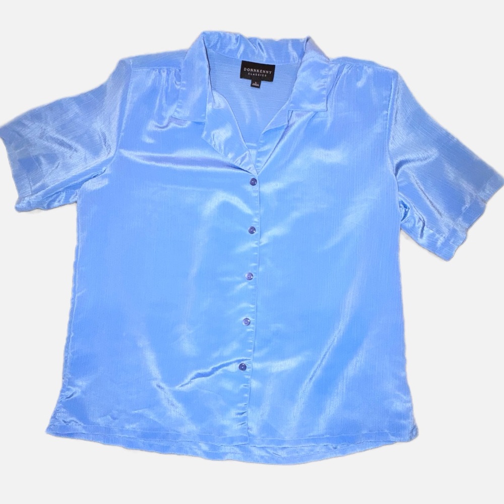 DonnKenny- Sky Blue Button-Up Blouse Size Large - Picture 4 of 14